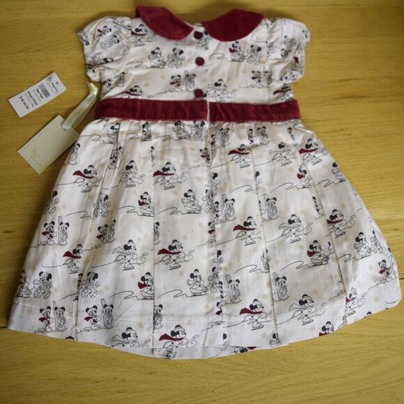 Disney Store 3-6 mo Baby Girl Dress Set Minnie Mickey Skating Winter Snow w/ TAG - Picture 7 of 8